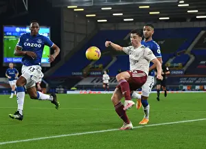 Everton V Arsenal 2020-21 Prints: Arsenal's Kieran Tierney Clashes with Everton's Mina and Holgate in Premier League Showdown