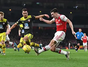 Arsenal's Kieran Tierney Clashes with Southampton's Cedric Soares in Premier League Showdown