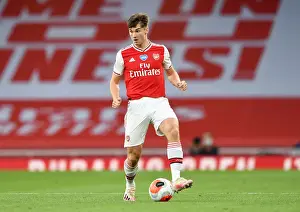 Arsenal V Liverpool 2019-20 Prints: Arsenal's Kieran Tierney in Empty Emirates: Arsenal FC vs Liverpool FC