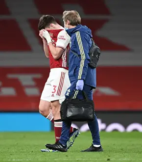 Arsenal's Kieran Tierney Exits with Injury as Arsenal v Liverpool Plays Behind Closed Doors (2020-21)