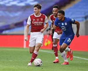 Arsenal's Kieran Tierney at Empty FA Cup Final vs Chelsea, 2020