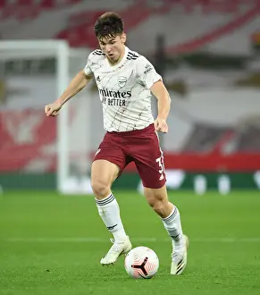 Liverpool V Arsenal 2020-21 Prints: Arsenal's Kieran Tierney Faces Liverpool at Anfield: A Closed-Doors Battle in the 2020-21 Premier League