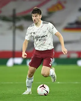 Liverpool V Arsenal 2020-21 Prints: Arsenal's Kieran Tierney Faces Liverpool in Empty Anfield - Premier League 2020-21