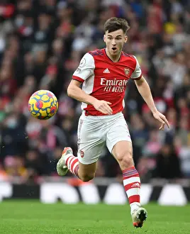 Arsenal V Manchester City 2021-22 Prints: Arsenal's Kieran Tierney Faces Off Against Manchester City in Premier League Showdown