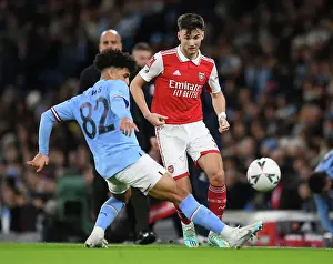Manchester City V Arsenal 2022-23 Prints: Arsenal's Kieran Tierney Faces Pressure from Manchester City's Rico Lewis in FA Cup Clash
