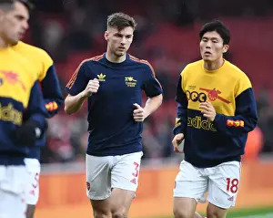 Arsenal V Southampton 2021-22 Prints: Arsenal's Kieran Tierney Gears Up for Arsenal v Southampton (2021-22)