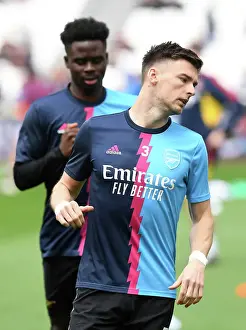 West Ham United V Arsenal 2022-23 Prints: Arsenal's Kieran Tierney Gears Up for West Ham Clash in Premier League Showdown (2022-23)