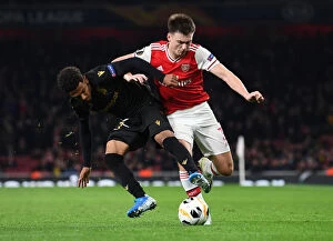 Images Dated 24th October 2019: Arsenal's Kieran Tierney Goes Head-to-Head with Vitoria Guimaraes in Europa League Showdown