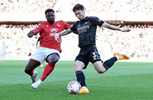 Images Dated 20th May 2023: Arsenal's Kieran Tierney Goes Head-to-Head with Nottingham Forest: Premier League Showdown, May 2023