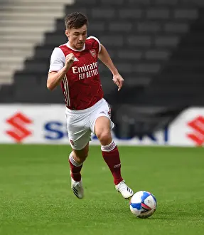 MK Dons V Arsenal 2020-21 Prints: Arsenal's Kieran Tierney in Pre-Season Action against MK Dons