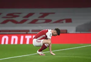 Arsenal's Kieran Tierney Prepares for Aston Villa Clash in Empty Emirates Stadium (Arsenal v Aston Villa, 2020-21)