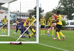 Images Dated 28th July 2021: Arsenal's Kieran Tierney Scores in Pre-Season Victory Over Watford