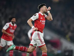 Arsenal V FC Zurich 2022-23 Prints: Arsenal's Kieran Tierney Scores the Winning Goal in Europa League Victory over FC Zurich