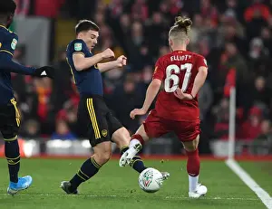 Arsenal's Kieran Tierney Tackles Harvey Elliott in Carabao Cup Clash vs. Liverpool
