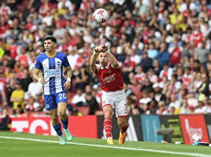 Images Dated 14th May 2023: Arsenal's Kieran Tierney Throws In: Arsenal vs Brighton, Premier League 2022-23