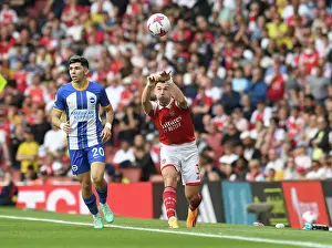 Arsenal V Brighton And Hove Albion 2022-23 Prints: Arsenal's Kieran Tierney Throws In: Arsenal vs Brighton, Premier League 2022-23