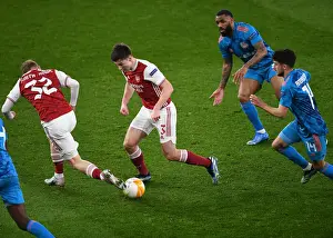 Arsenal's Kieran Tierney in UEFA Europa League Action Against Olympiacos (Behind Closed Doors)
