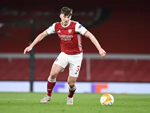 Arsenal's Kieran Tierney in UEFA Europa League Semi-Final at Emirates Stadium (Behind Closed Doors)