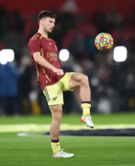 Manchester United V Arsenal 2020-21 Prints: Arsenal's Kieran Tierney Warms Up Ahead of Manchester United Clash - Premier League 2020-21