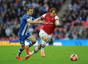 Arsenal V Wigan Athletic - FA Cup Semi Final 2014 Prints: Arsenal's Kim Kallstrom Outmaneuvers James McArthur in FA Cup Semi-Final Showdown
