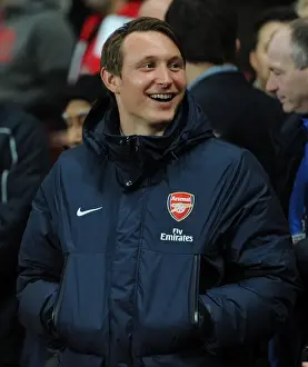 Arsenal V Bayern Munich 2013-14 Prints: Arsenal's Kim Kallstrom Prepares for Battle against Bayern Munich in UEFA Champions League