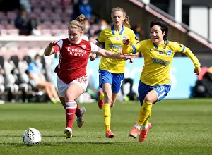 Arsenal Women V Brighton And Hove Albion 2020-21 Prints: Arsenal's Kim Little Faces Off Against Brighton's Lee Geum-min in Empty FA WSL Match