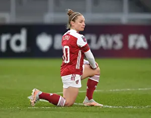 Arsenal Women V West Ham United Women 2020-21 Prints: Arsenal's Kim Little Kneels in Empty Meadow Park: Arsenal Women vs West Ham United Women