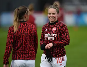 Arsenal Women V West Ham United Women 2020-21 Prints: Arsenal's Kim Little Prepares for West Ham Clash in Empty Meadow Park (Arsenal Women vs)