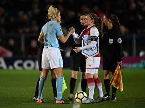 Arsenal Women V Manchester City Ladies - Continentail Cup Final Prints: Arsenal's Kim Little and Steph Houghton Exchange Handshakes Before Continentaal Cup Final vs