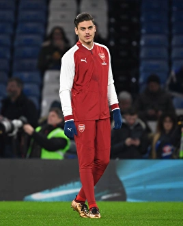 Chelsea V Arsenal - Carabao Cup 1/2 Final 1st Leg 2017-18 Prints: Arsenal's Konstantinos Mavropano Gears Up for Carabao Cup Semi-Final Clash against Chelsea