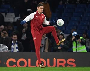 Chelsea v Arsenal - Carabao Cup 1/2 final 1st leg 2017-18 Collection: Arsenal's Konstantinos Mavropano Prepares for Carabao Cup Semi-Final Showdown against Chelsea