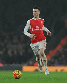 Arsenal's Koscielny in Action: Arsenal vs Newcastle United (2015-16) at Emirates Stadium