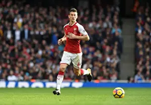 Arsenal V Swansea City 2017-18 Prints: Arsenal's Koscielny in Action: Arsenal vs Swansea City (2017-18)