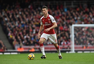Arsenal V Swansea City 2017-18 Prints: Arsenal's Koscielny in Action against Swansea City (2017-18)