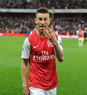 Arsenal's Koscielny Celebrates Victory Over Manchester City, 2011-12 Premier League