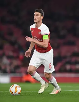 Arsenal V Qarabag 2018-19 Prints: Arsenal's Koscielny Concentrates in Europa League Battle against Qarabag