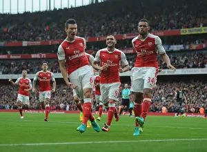 Arsenal's Koscielny and Coquelin: Celebrating a Goal Against Southampton (2016-17)