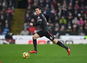 Burnley V Arsenal 2017-18 Prints: Arsenal's Koscielny Focuses Amid Burnley's Turf (2017-18)