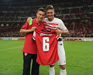 Nagoya Grampus V Arsenal 2013-14 Prints: Arsenal's Koscielny and Giroud Posing After Nagoya Grampus Match, 2013