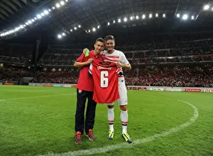 Nagoya Grampus V Arsenal 2013-14 Prints: Arsenal's Koscielny and Giroud Post-Match: Nagoya Grampus 2013-14