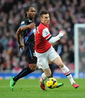 Arsenal V Crystal Palace 2013-14 Prints: Arsenal's Koscielny Outmuscles Crystal Palace's Jerome in Premier League Clash