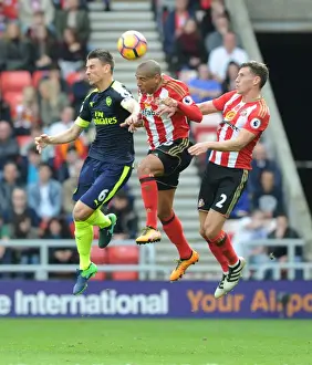 Sunderland V Arsenal 2016-17 Prints: Arsenal's Koscielny Soars Above Sunderland Defenders in Premier League Clash (2016-17)