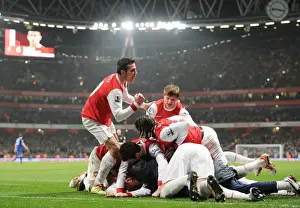 Arsenal's Koscielny and Teammates Celebrate Second Goal Against Everton, 2011 (2:1)