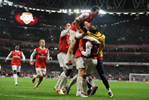 Arsenal V Ipswich Town Carling Cup 2010-11 Prints: Arsenal's Koscielny and Teams Celebrate Carling Cup Semi-Final Goal Against Ipswich