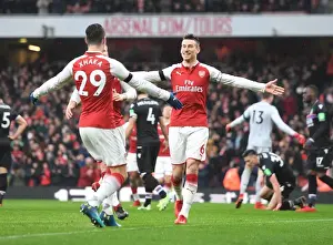 Arsenal V Crystal Palace 2017-18 Prints: Arsenal's Koscielny and Xhaka Celebrate Goal Against Crystal Palace (2018)
