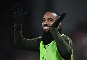 Liverpool V Arsenal 2018-19 Prints: Arsenal's Lacazette Applauds Fans Amidst Intense Liverpool Rivalry (Premier League 2018-19)