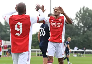 Arsenal's Lacazette and Aubameyang Celebrate Goal in Arsenal v Millwall Pre-Season Friendly