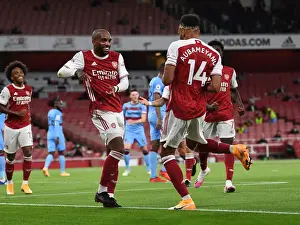 Arsenal's Lacazette and Aubameyang: Celebrating a Goal Against West Ham United (2020-21)