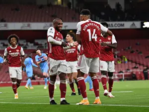 Arsenal's Lacazette and Aubameyang: Celebrating a Goal Against West Ham United (2020-21)