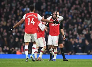 Arsenal's Lacazette and Aubameyang Protest Referee Decision During Arsenal v Chelsea Clash